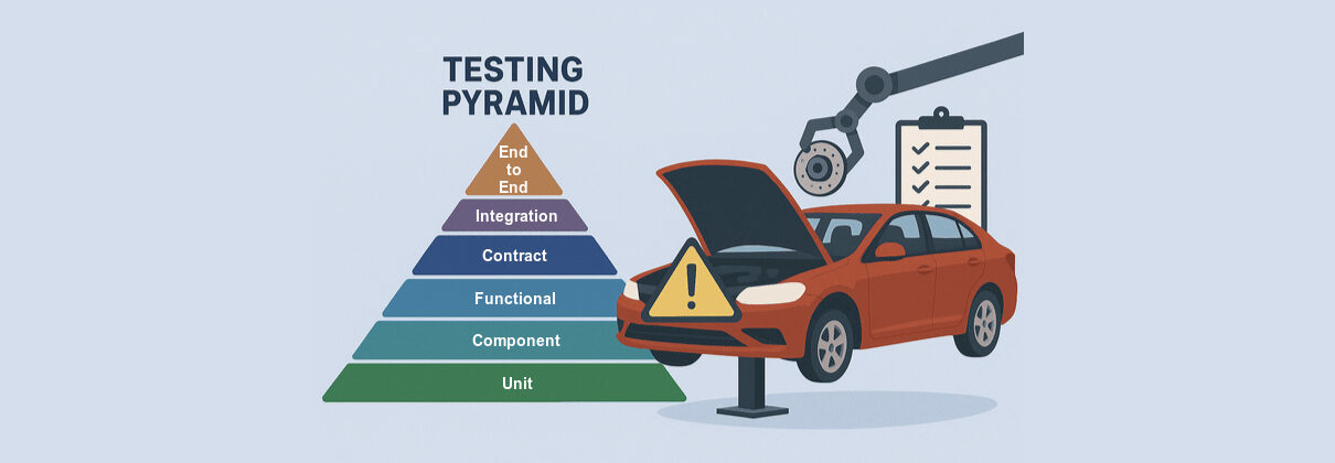 Car used as analogy of testing pyramid