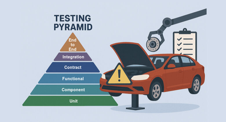 Car used as analogy of testing pyramid